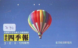 Carte Prepayee JAPON * (2132) BALLON * MONTGOLFIERE - Hot Air Balloon * Aerostato * Heißluft Prepaid CARD JAPAN - - Sport