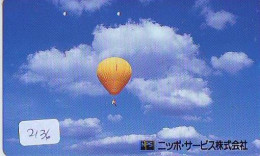 Carte Prepayee JAPON * (2136) BALLON * MONTGOLFIERE - Hot Air Balloon * Aerostato * Heißluft Prepaid CARD JAPAN - - Sport