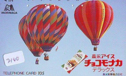 Carte Prepayee JAPON * (2140) BALLON * MONTGOLFIERE - Hot Air Balloon * Aerostato * Heißluft Prepaid CARD JAPAN - - Sport