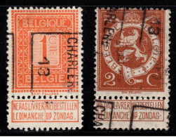 Preo's (108 & 109) 'CHARLEROY 13'  OCVB 2133 B & 2206 B - Rolstempels 1910-19