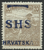 Erorr - Shifted Overprint /Yugoslavia Kingdom / Croatia 1918 SHS HRVATSKA  - MNH  / Signed / Authenticated BODOR - Neufs