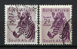 AFRIQUE Du SUD Ca. 1960: TP Obl. "ANIMAUX", 2 Nuances - Used Stamps