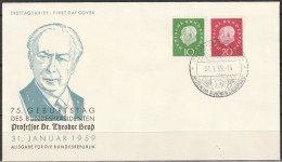 BRD FDC 1959 Nr.303 - 304 Bundespräsident Theodor Heuss  ( D 3201 ) Günstige Versandkosten - 1948-1960