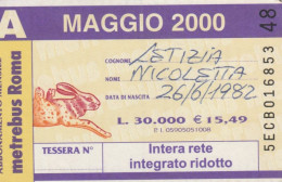 ABBONAMENTO MENSILE BUS ATAC ROMA MAGGIO 2000 (MF667 - Europe