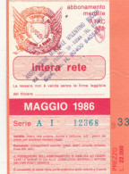 ABBONAMENTO MENSILE BUS ATAC ROMA MAGGIO 1986 (MF634 - Europe