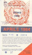 ABBONAMENTO MENSILE BUS ATAC ROMA APRILE 1984 -piegato Centrale (MF577 - Europe