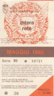 ABBONAMENTO MENSILE BUS ATAC ROMA MAGGIO 1985 (MF564 - Europe