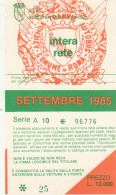 ABBONAMENTO MENSILE BUS ATAC ROMA SETTEMBRE 1985 (MF503 - Europe