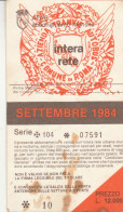 ABBONAMENTO MENSILE BUS ATAC ROMA SETTEMBRE 1984 (MF474 - Europe