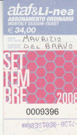 ABBONAMENTO MENSILE BUS ATAF FIRENZE SETTEMBRE 2008 (MF1308 - Europe