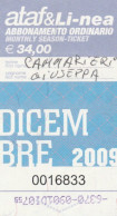 ABBONAMENTO MENSILE BUS ATAF FIRENZE DICEMBRE 2009 (MF1281 - Europa