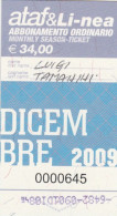 ABBONAMENTO MENSILE BUS ATAF FIRENZE DICEMBRE 2009 (MF1269 - Europe