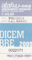 ABBONAMENTO MENSILE BUS ATAF FIRENZE DICEMBRE 2009 (MF1268 - Europe