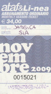 ABBONAMENTO MENSILE BUS ATAF FIRENZE NOVEMBRE 2009 (MF1258 - Europe