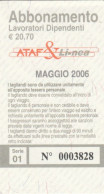 ABBONAMENTO MENSILE BUS ATAF FIRENZE MAGGIO 2006 (MF1156 - Europe