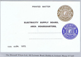 Ireland Stamped-to-order 1972 2½p Brown ESB Appointment Card, With Additional 1p Blue For New Postal Rate, Unused - Ganzsachen