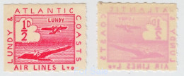 #39 Great Britain Lundy Island Puffin Stamp 1939 Red L.A.C.A.L. Air Stamp #19 Aniline Ink Retirment Sale Price Slashed! - Emissione Locali