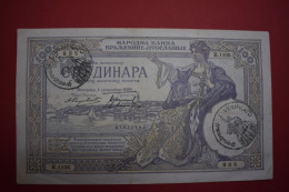 Banknotes  Yugoslavia 100 Dinara Italian Occupation Of Montenegro-overprint: VERIFICATO 1941 - Jugoslawien