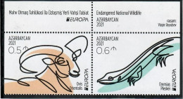 Azerbaijan 2021 . Europa CEPT . Endangered National Wildlife. 2v.   II - Azerbaijan