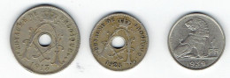 Belgique, 3 Pièces; 10, 25 Cent +1 Fr. à P. De 1913 - Autres & Non Classés