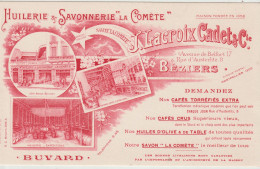 Buvard Publicitaire Ancien RARE  Litho Savonnerie La Comète à Béziers (34) Huilerie Magasins Expéditions - Farben & Lacke