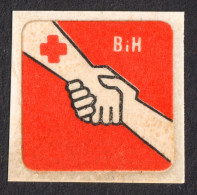 Bosnia And Herzegovina 1980's Red Cross Rotes Kreuz Croix Rouge Additional Label Cinderella Vignette HANDSHAKE Hand - Bienfaisance