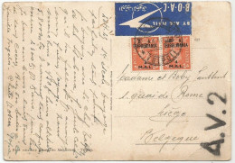 Libya Italy Italia Tripolitania British Occupation B.A. Sassone 17 Overprinted 1950 Air Mail Postcard Tripoli To Belgium - Tripolitania