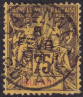 French Guiana 1892 Sc 48 Guyane Yt 41 Used Cayenne Cancel Large Top Thin - Oblitérés