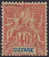 French Guiana 1892 Sc 45 Guyane Yt 39 Used Light Cancel - Oblitérés