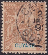 French Guiana 1892 Sc 44 Guyane Yt 38 Used Cayenne Cancel - Oblitérés