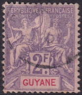 French Guiana 1902 Sc 50 Guyane Yt 48 Used Writing On Back - Oblitérés