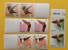 1981 Brasil Hummingbirds Birds Two Sets Mi 1823 -1826 Margin MNH ** - Colibris