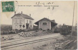 70 MELISEY . La Gare Du Tramway Animée , Tramway En Gare, édit : A Et HC , écfrite En 1908 , état  Extra - Mélisey