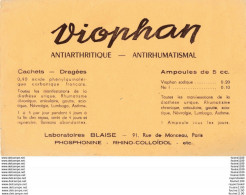 BUVARD Viophan  Laboratoires Blaise 91 Rue De Monceau Paris  ( Pharmacie Médicament ) - Produits Pharmaceutiques