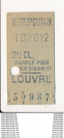 Ticket De Métro De Paris ( Métropolitain ) 2me Classe ( Station ) LOUVRE - Europa