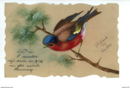 Carte Artisanale En Celluloïde Peinte à La Main ( Oiseau ) - Sonstige & Ohne Zuordnung