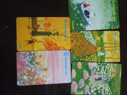 THAILAND USED  5 CARDS PIN 108 PAINTING FAMOUS - Pintura