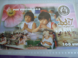 THAILAND USED  CARDS PIN 108 FLOWERS ORCHIDS AND CHILDREN - Bloemen