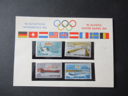 Italien 1956 Olympische Winterspiele Cortina D'Ampezzo Mi.Nr. 958-961 Satz ** Auf Sonder PK - 1946-60: Mint/hinged