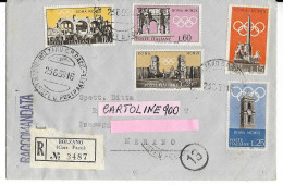 Storia Postale Italia Busta  Affrancata Con Serie Propaganda Per La 17 Olimpiade Da Bolzano A Merano Del 1959  (v.retro) - 1946-60: Marcophilie