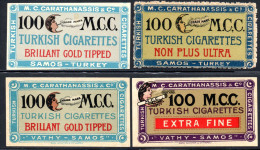 2256. GREECE, TURKEY, SAMOS 5 CARATHANASSIS CIGARETTES LABELE, 1st MNH OTHERS WITHOUT VGUM - Reclame-artikelen