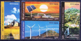 Renewable Energy, Sun, Windmills, Bio Mass, Solar Energy, India 2007 MNH 4v - Electricity