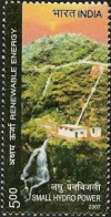 INDIA 2007 RENEWABLE ENERGY SOLAR ENERGY WIND ENERGY SMALL HYDRO POWER BIOMASS ENERGY 1v Stamp MNH As Per Scan - Electricité