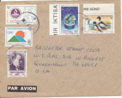 Turkey Cover Sent Air Mail To USA 10-8-1992 BIRDS And MAP On 2 Of The Stamps - Lettres & Documents