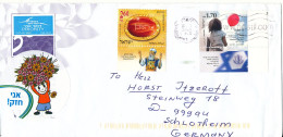 Israel Cover Sent To Germany 2012 Topic Stamps With Tabs - Storia Postale