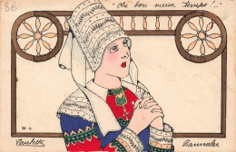 FOLKLORE - Bannalec - Illustrateur Paulette - Coiffes Bretonnes - Femme En Coiffe Et Costume - Carte Postale Ancienne - Costumi