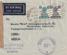 Inde Lettre Censurée Calcutta Pour L'Autriche 1948 - Covers & Documents