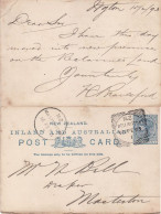 NEW ZEALAND 1893 POSTCARD SENT FROM WELLINGTON - Covers & Documents