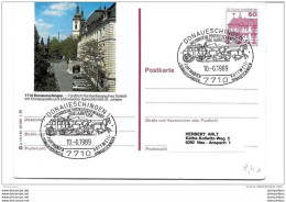 135 - 93 - Entier Postal Avec Illustration Donnaueschingen - Oblit Spéciale Postkutschenfahr Donaueschingen 1989" - Cartes Postales - Oblitérées