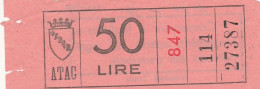 BIGLIETTO ROMA ATAC 50 LIRE ROSSO (UB192 - Europa